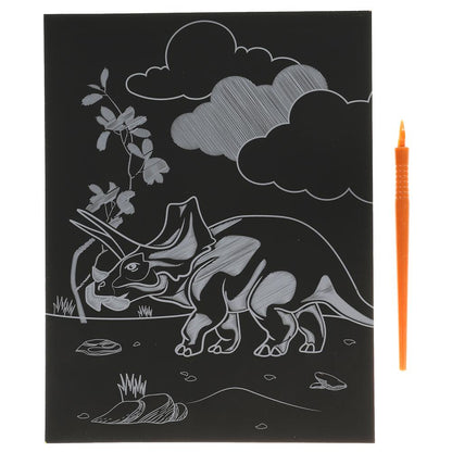 МультиАрт. Гравюра "Динозавр" 18х24 см золотая в конверте арт.100SCRATCHART-GOLD-DINO1