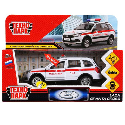 Machine en métal noir-zvuk "lada granta cross 2019 scoraja"12 cm, iner., bel dans le cor du parc technologique dans le cor2*36шт