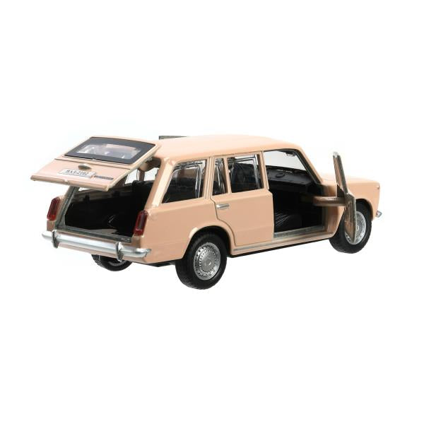 Машина металл ваз-2102 12 см, двери, багажник, инер,бежевый, кор. Технопарк в кор.2*36шт