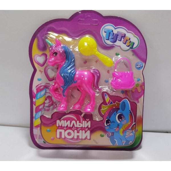 Единорог 10см, пластиковый, аксессуары 2шт, в блистере Тутти в кор.2*240шт