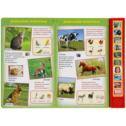 100 голосов окруж. мира (10 зв.кнопок, 100 звуков) 233х302мм 10 стр Умка в кор.24шт