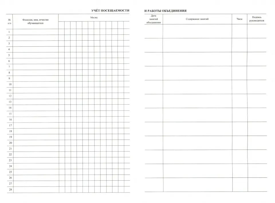 Журнал учёта внеурочной деятельности обучающихся 5-11 классов в ОО. (Формат А4, блок бумага офсетная пл.65, обложка офсетная, пл. 160) 48 стр.
