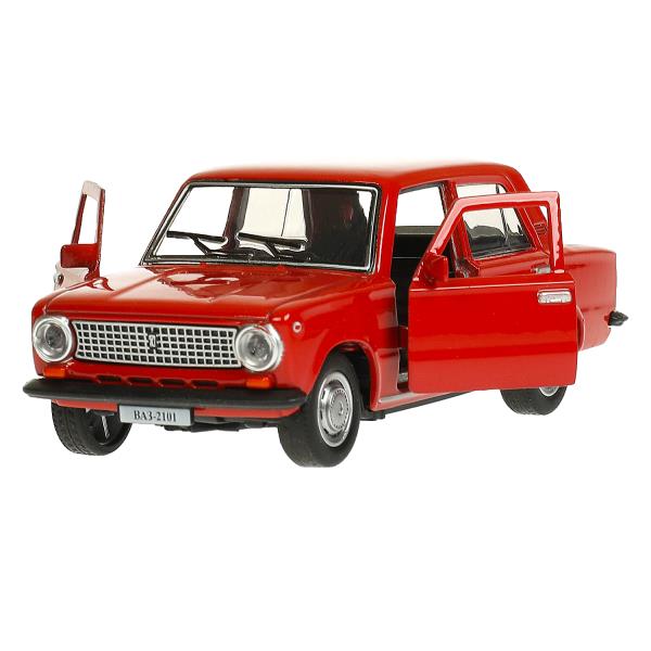 Машина металл ваз-2101 длина 12 см, двери, багажник, инерц, красный, кор. Технопарк в кор.2*36шт