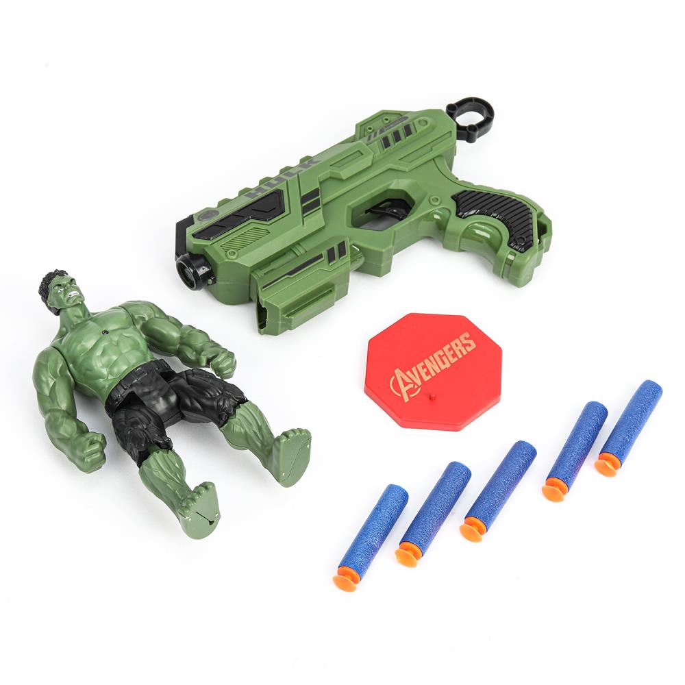 Бластер с мягкими пулями, фигурка, команда мтителей, коробка 36*5,5*20 см - в кор.2*36шт