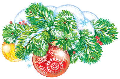 ФМ1-15273 Plaque pour votre maison A4. Ветка еловая с елочными игрушками. Двухсторонний