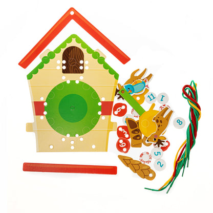 ШНУРОВКИ И ЛИПУЧКИ. "ЧАСЫ С КУКУШКОЙ" BABY TOYS в кор.14шт