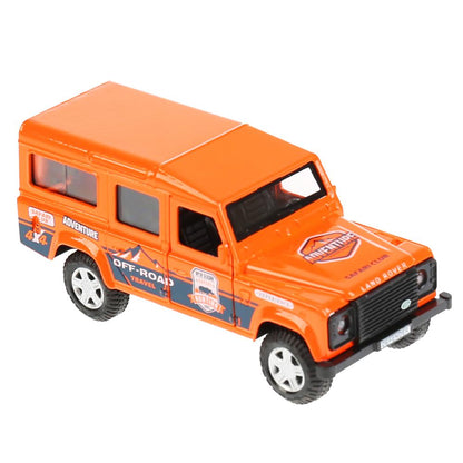 Машина металл свет-звук land rover defender спорт 12см,инерц.,оранжевый в кор. Технопарк в кор2*36шт