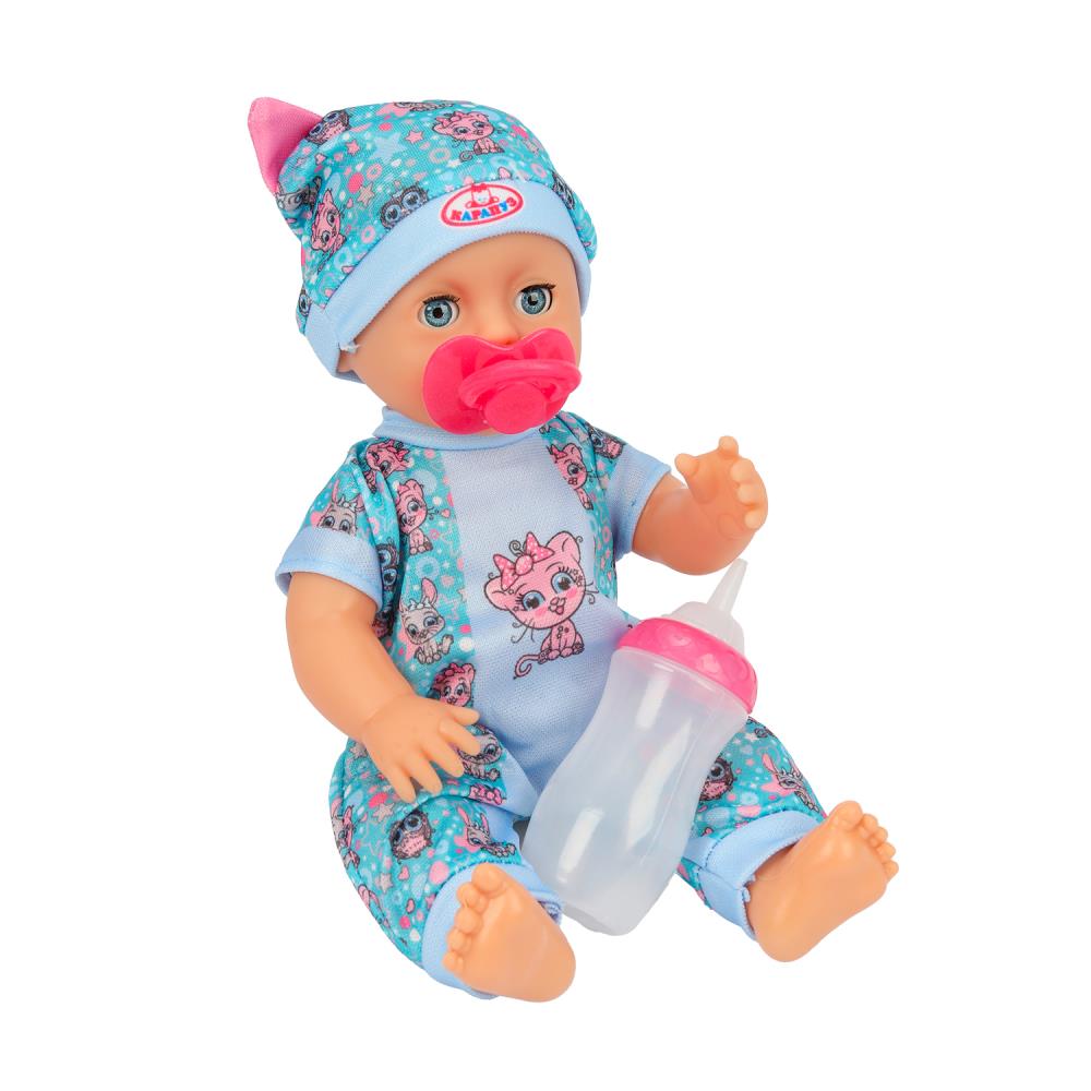 Пупс озвучивает 25см, пьет, пишет, закр. глазки, 4акс, 50 звуков КАРАПУЗ в кор.24шт
