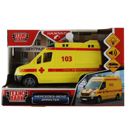 Machine en plastique pour véhicule MERCEDES-BENZ SPRINTER РЕАНИМАЦИЯ 14,5см,инерц,кор. Parc technologique dans le cor.2*36шт
