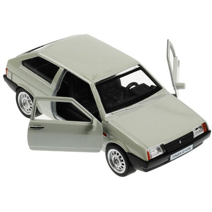 Машина металл ВАЗ-2108 "СПУТНИК" 12 см, дверь, сумка, инерц, серебристый, кор. Технопарк в кор.2*36шт