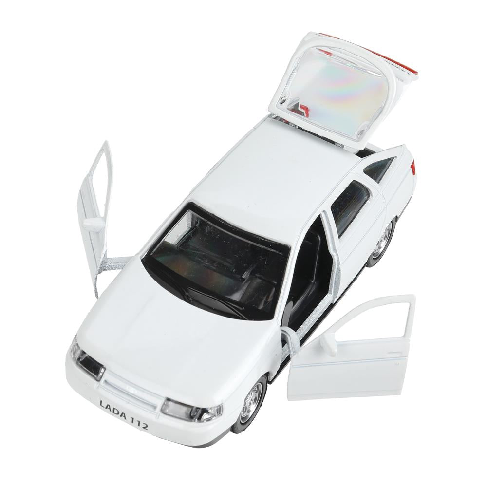 Машина металл ваз-2112 12 см, двери, багаж, белый, кор. Технопарк в кор.2*36шт