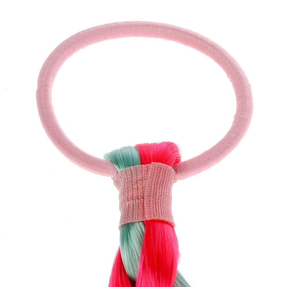 Аксесс. д/девочек СКАЗОЧНЫЙ ПАТРУЛЬ резинка с косой (розовый/бирюзовый) МИЛАЯ ЛЕДИ уп-10шт в кор50уп