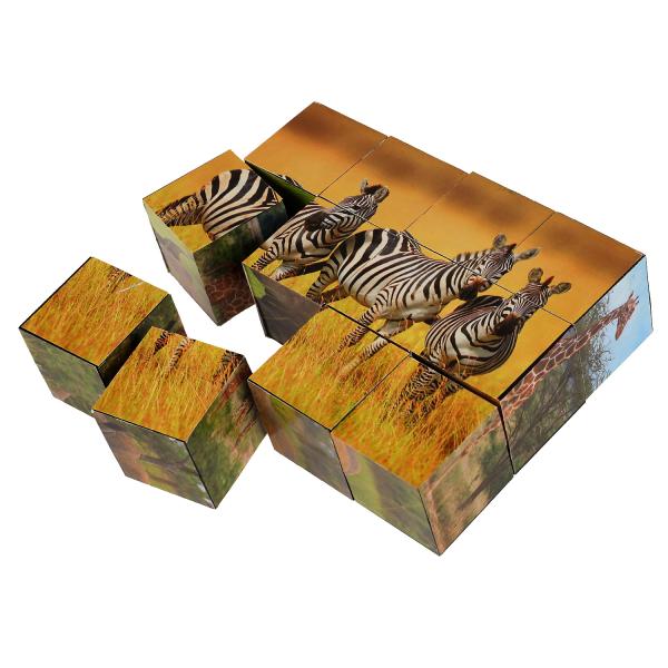 Набор из 12-и кубиков-пленка "Экзотические животные" ИГРАЕМ ВМЕСТЕ в кор.26наб