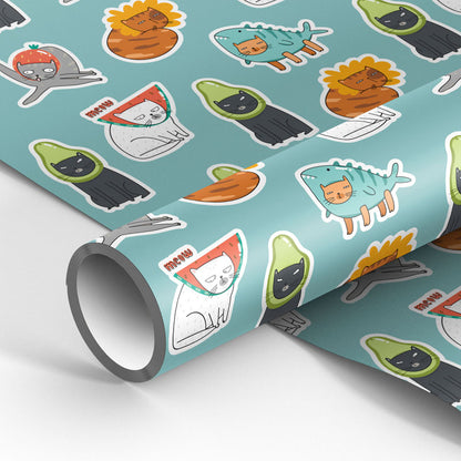 Упаковочная бумага, глянцевая 70*100см, MESHU "Masquerade of cats", 90г/м2