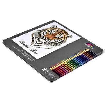 Набор цв.каранд. 24шт.ТИГР,метал.короб,арт.32871-6