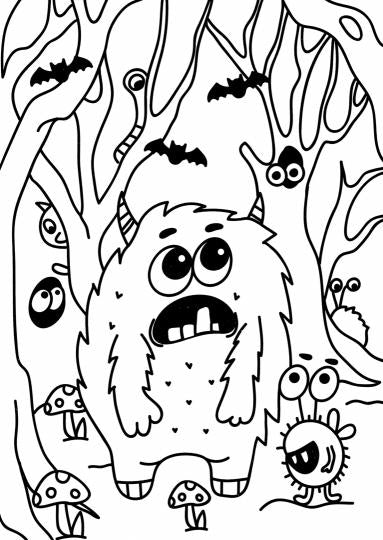 МОЯ РАСКРАСКА А4 чёрная. МОНСТРИКИ