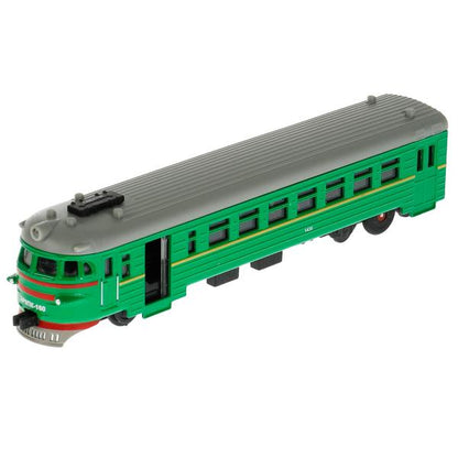 Модель металл светзвук-ЭЛЕКТРИЧКА длина 19 см, двери, инерц, зеленый, кор. Технопарк в кор.2*36шт