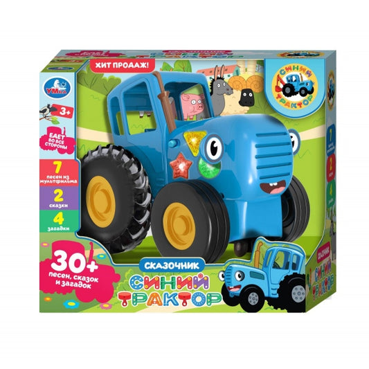 Каталка-сказочник СИНИЙ ТРАКТОР 5е колесо, в кор. на бат Умка в блок24шт