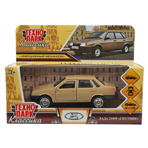 21099-12-BG 353525 Машина металл LADA-21099 "СПУТНИК" 12 см, двери, багаж, инерц, бежевый, кор. Техн