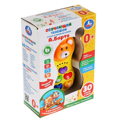 Обучающий телефон "мишка" БАРТО А., на бат. свет+звук в русс. кор. "Умка" в кор.2*60шт