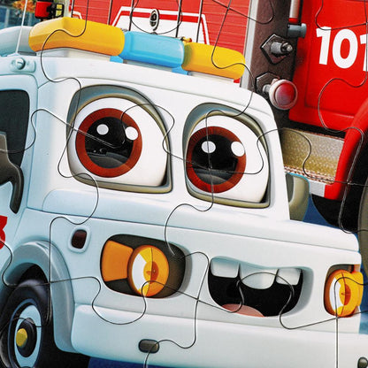 Весёлые машинки. Макси-пазлы.Пазл 35 деталей. 180х127х35 мм. Умные игры в кор.24шт