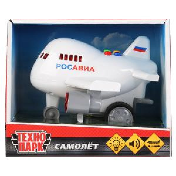 Модель пластик свет-звук САМОЛЕТ 14,5 см, инерц, кор. Технопарк в кор.2*24шт