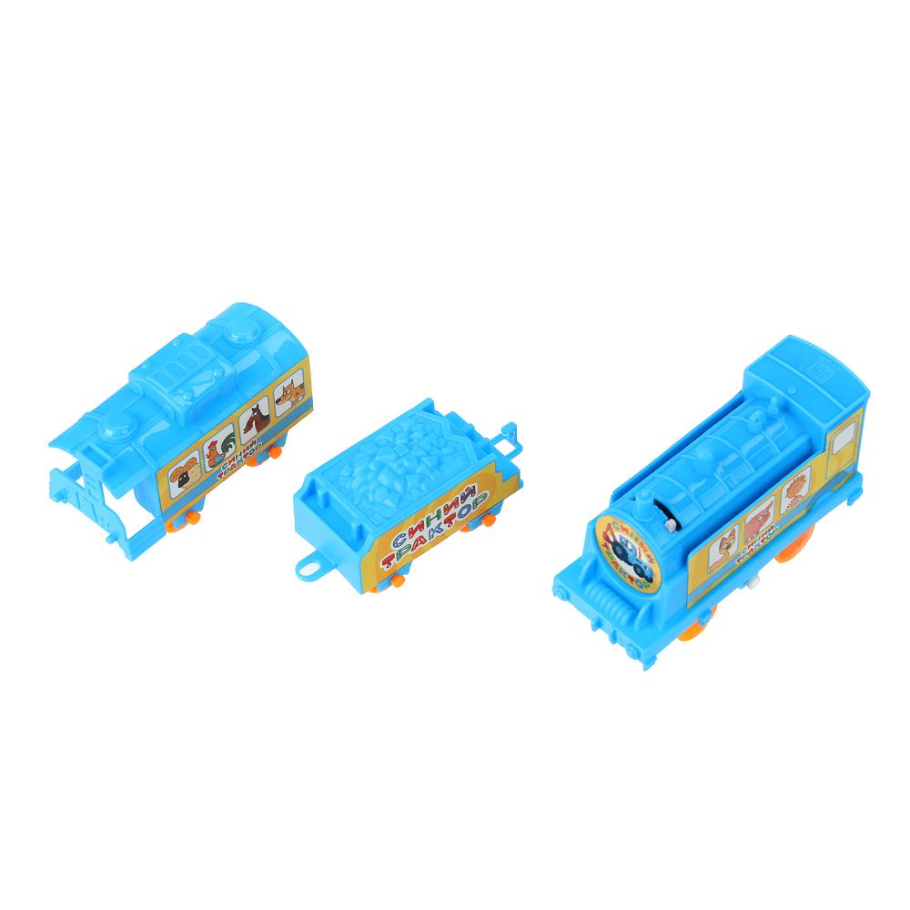 Железная дорога мультяшная СИНИЙ ТРАКТОР длина пути 118, кор.35*27*4см ТЕХНОДРАЙВ в кор.2*30шт