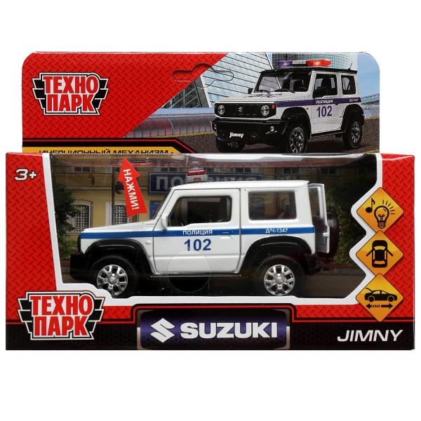Машина металл светзвук SUZUKI JIMNY ПОЛИЦИЯ 11,5 см, дверь, сумка, инер, кор. Технопарк в кор.2*36шт