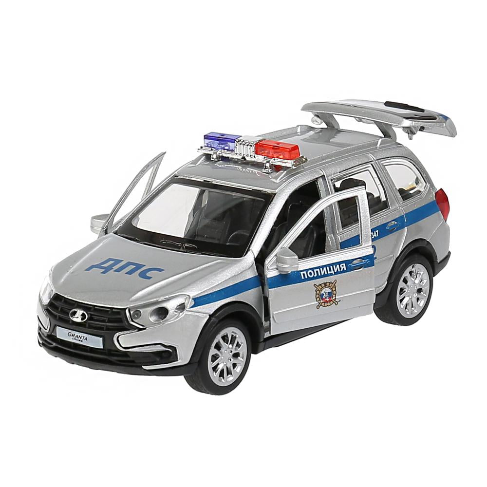 Машина металл "lada granta cross 2019 полиция" 12см, инерц.серебристый в кор. Технопарк в кор.2*36шт