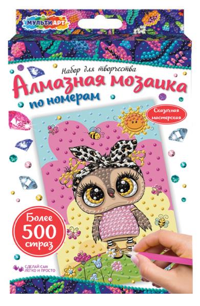 Наб д/тв-ва алмазная мозаика совенок 10*15 см МУЛЬТИ АРТ в кор.50шт