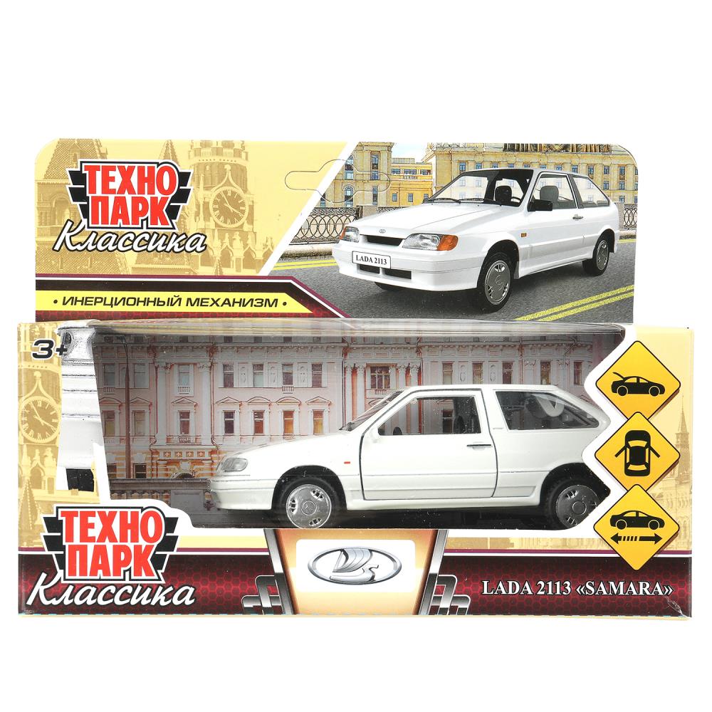 Машина металл ваз-2113 12 см, двери, багаж, инер,белый, кор. Технопарк в кор.2*36шт