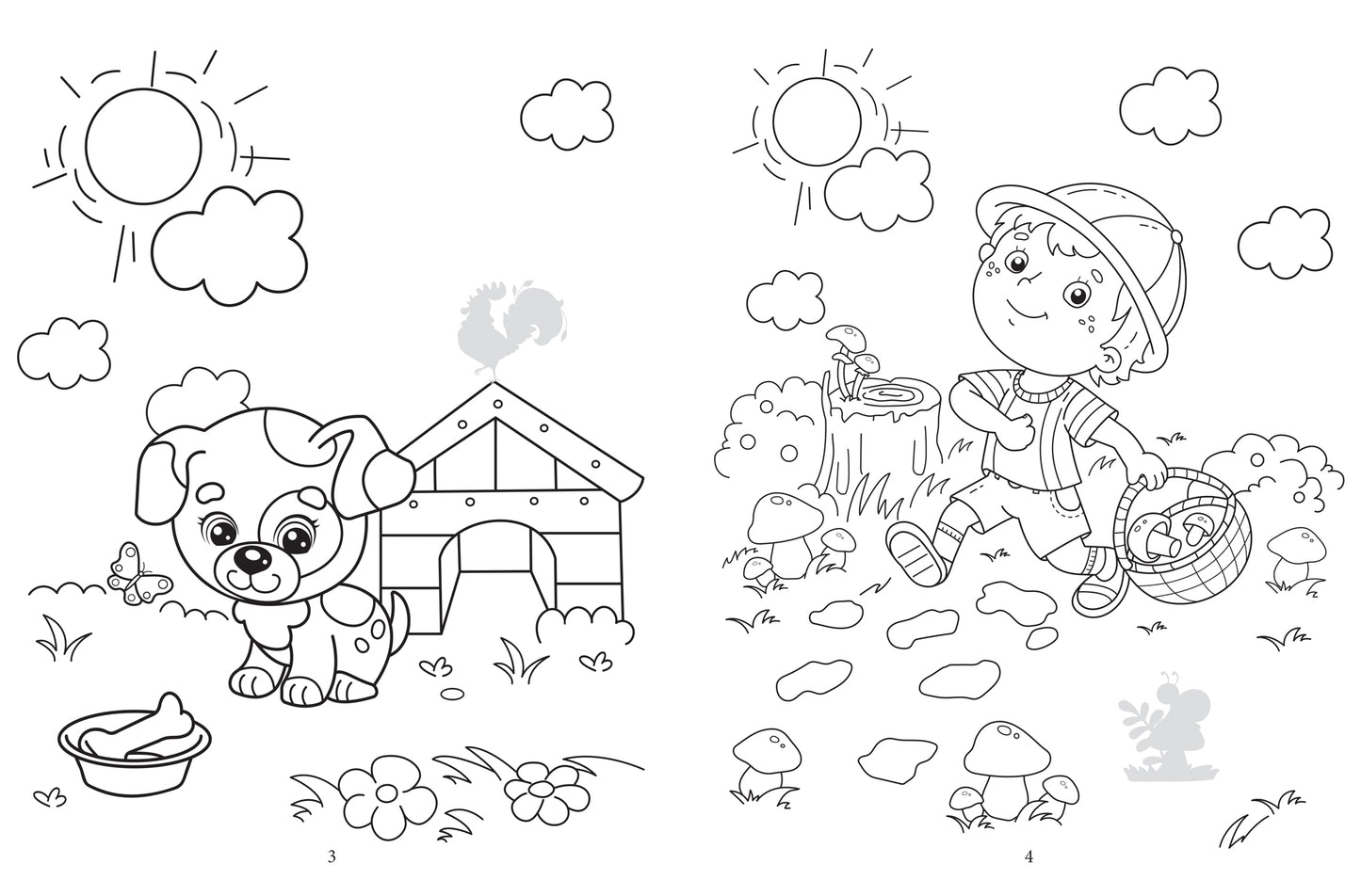 Раскрась и наклей: в деревне: книжка-раскраска