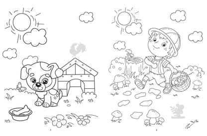 Раскрась и наклей: в деревне: книжка-раскраска