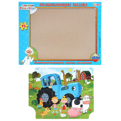 4680013713751 301315 РАЗВИВАЮЩИЕ ПАЗЛЫ В РАМКЕ "УМНЫЕ ИГРЫ" СИНИЙ ТРАКТОР .15Д. 30*22*0,5СМ в кор.