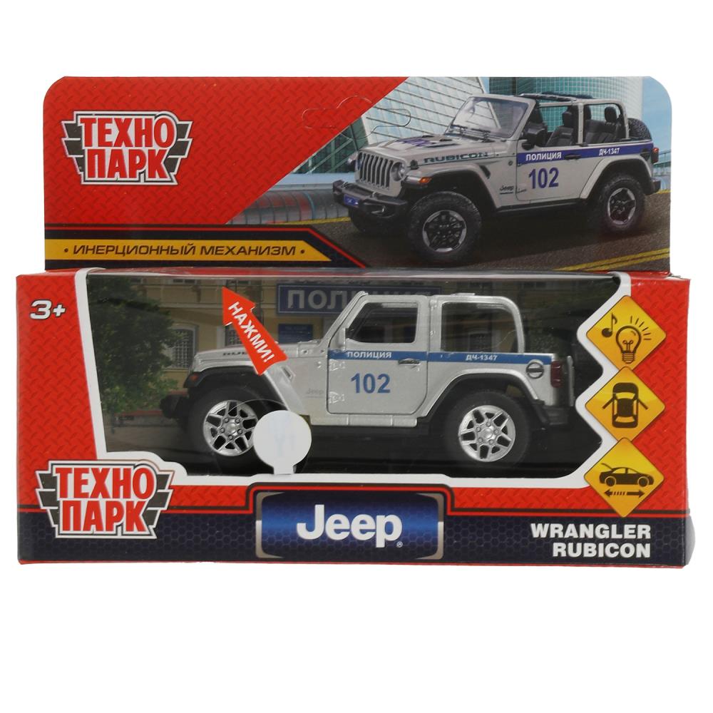Machine en métal pour JEEP WRANGLER RUBICON ПОЛИЦИЯ 12 см, двер, баг, кор. Parc technologique dans le cor.2*36шт