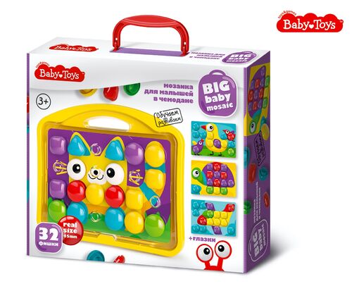 Мозаика для малышей в чемодане "Котик" d4,5/32 эл Baby Toys в кор.8шт