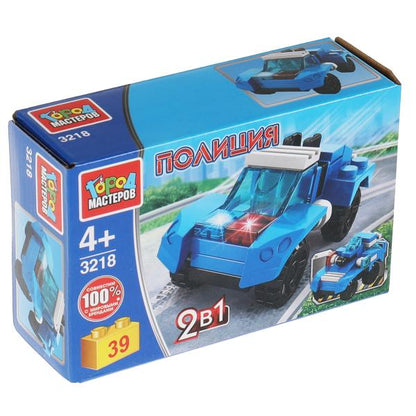 Конструктор полицейская машина 2в1, 39 дет. Город мастеров в кор.80шт