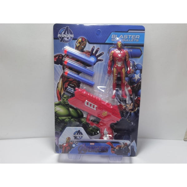 Бластер с мягкими пулями, фигурка, команда мтителей, блистер.18,7*31,7*3см - в кор.2*96шт