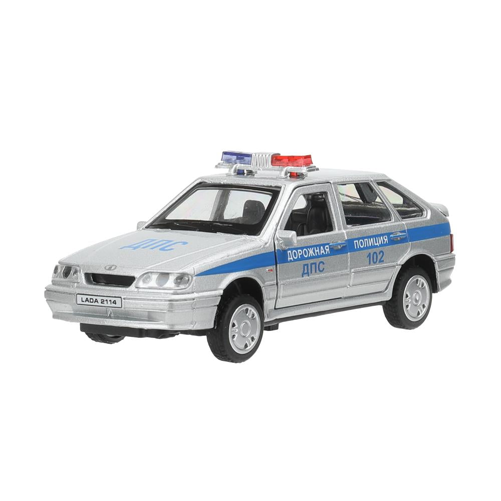 Machine en métal pour le véhicule LADA-2114 "SAMARA" ПОЛИЦИЯ 12 см, двери, багаж, кор. Parc technologique dans le cor.2*36шт