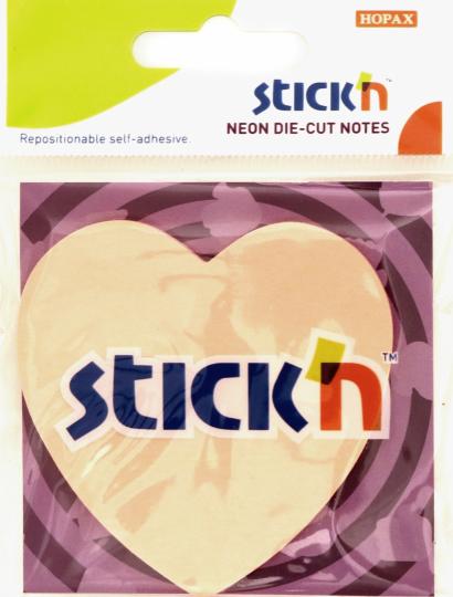 Блок д/зап.самокл.50л,70x70мм,сердце розовый,21448