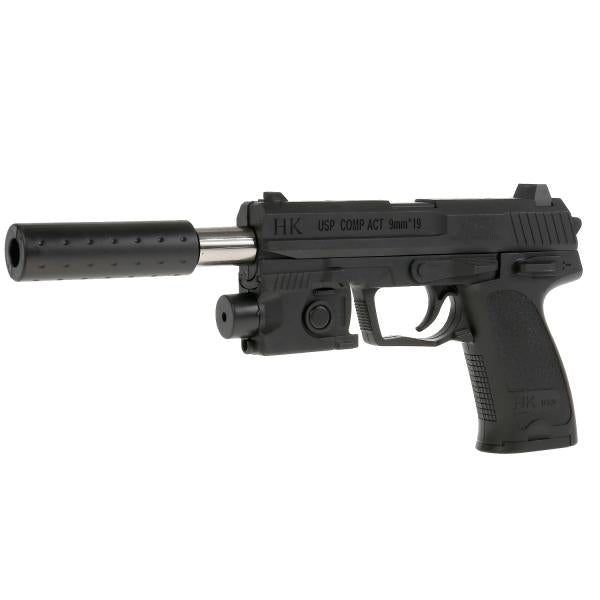 Pistolet (п) avec laser. прицелом, с глушителем, с гелевыми пулями 07 в пак. dans le cor.2*120шт