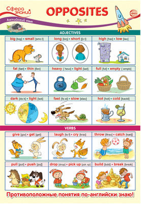 ПО-14148 Plaque A3. Английский язык в начальной школе. Les contraires