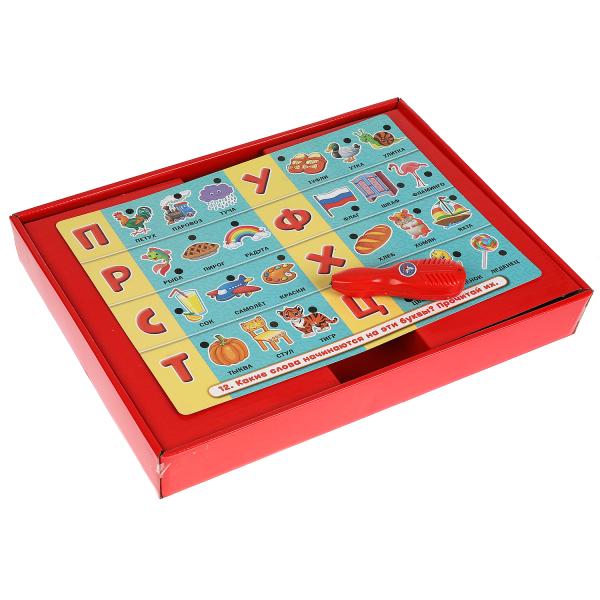 HT488-R1315552 Электровикторина с ручкой русско-английская азбука.180 картинок,заданий.кор.бат. Умка