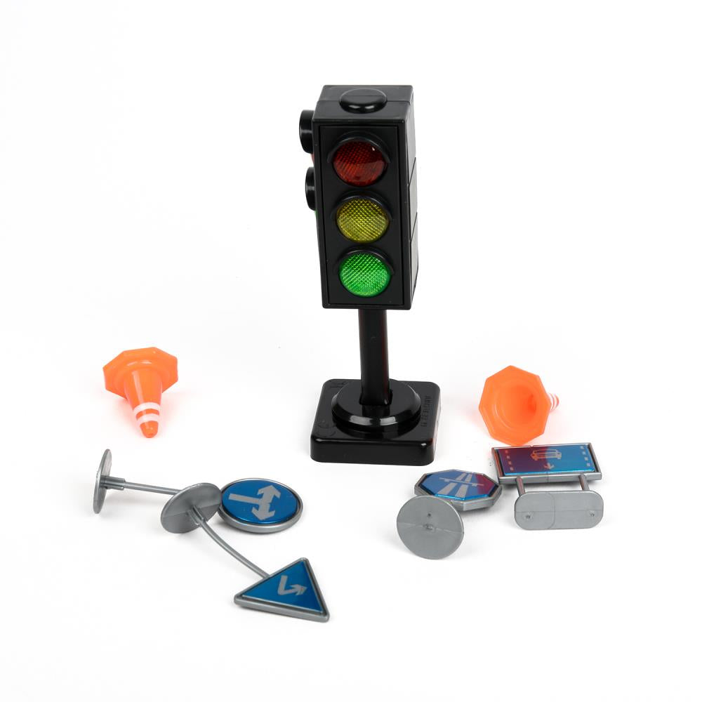 Модель пластиковый свет СВЕТОФОР С ДОРОЖНЫМИ ЗНАКАМИ, блистер Технопарк в кор.2*96шт