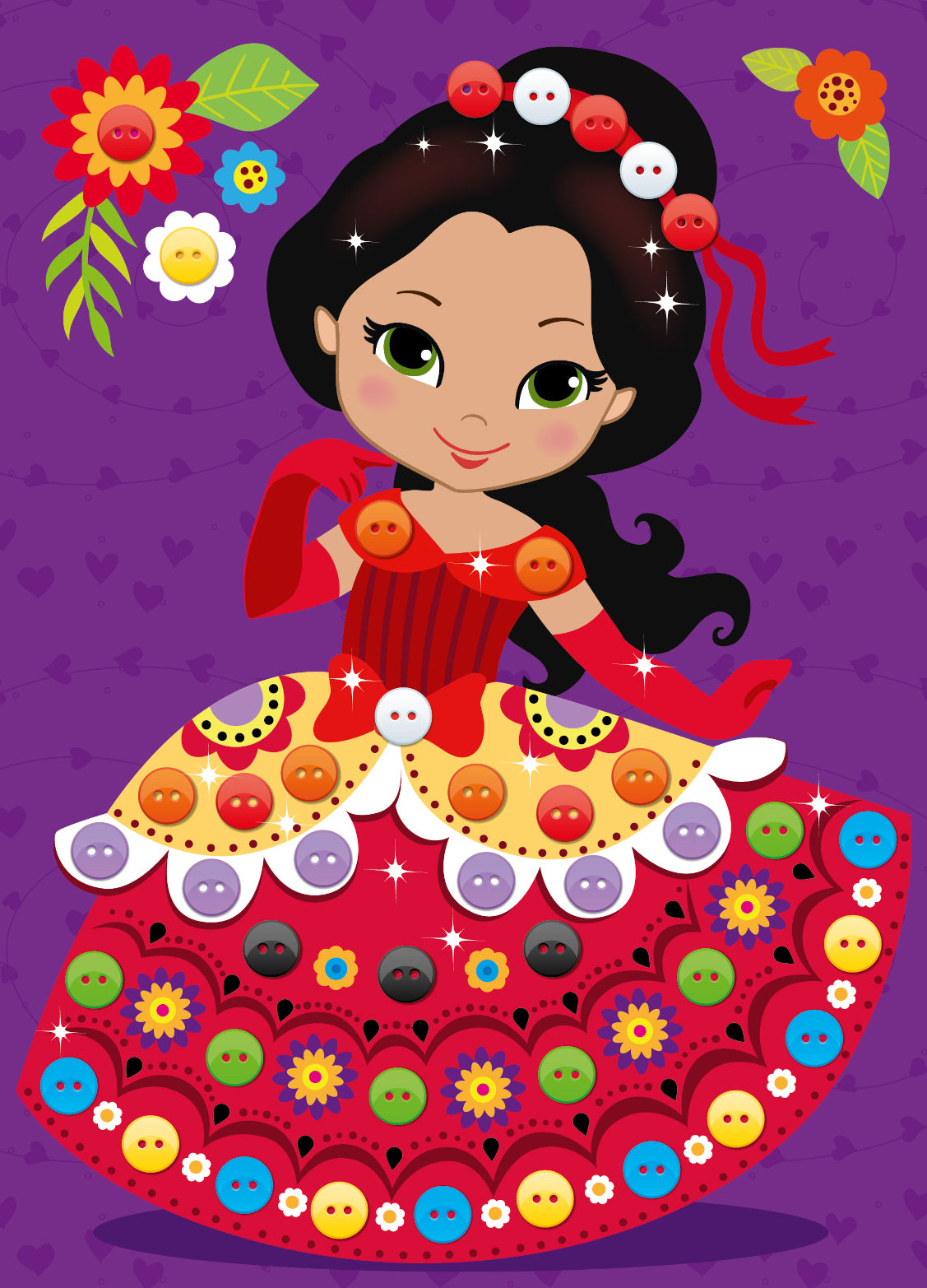 Аппликация из пуговиц "Принцесса Анна" 180х250 (европодвес)