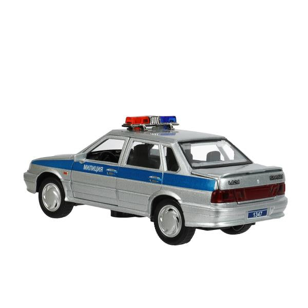 Машина металл свет-звук ваз-2115 самара ПОЛИЦИЯ 12 см, двери, багажник, кор. Технопарк в кор.2*36шт