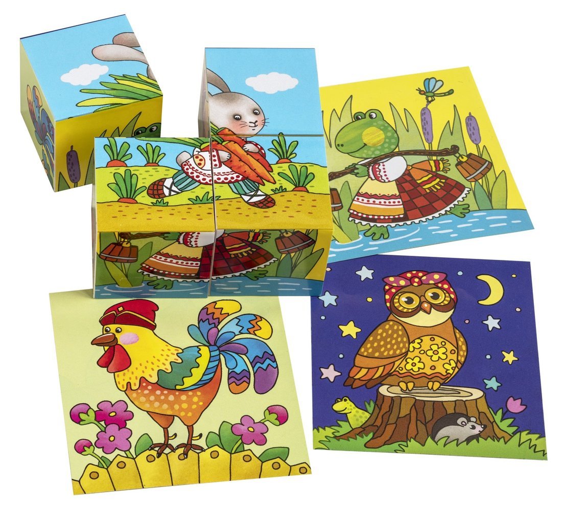 IQ кубики. 4 кубика в поддончике. Кто живёт в сказке. 2+