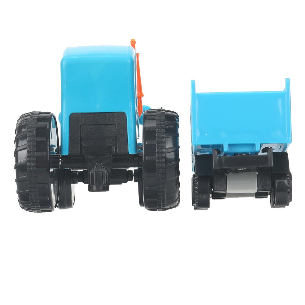 Машина металл СИНИЙ ТРАКТОР синий трактор с телегой 7,5 см, синий, кор. Технопарк в кор.2*36шт