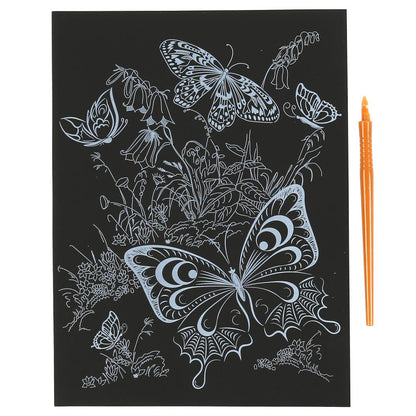 100SCRATCHART-CLR-BUTTERFLY 304611 Гравюра 18*24 см бабочки, цветная MultiArt в кор.120шт