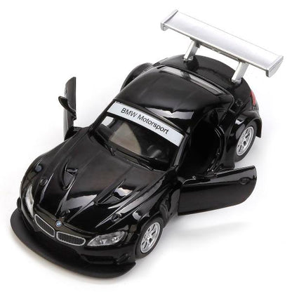 МАШИНА "ТЕХНОПАРК" МЕТАЛЛ. ИНЕРЦ. BMW Z-4 GT3, 1:38, ОТКРЫВ. ДВЕРИ В РУСС. КОР. в кор.2*36шт